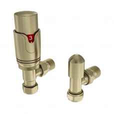 Angled Thermostatic Radiator Valves Brushed Brass