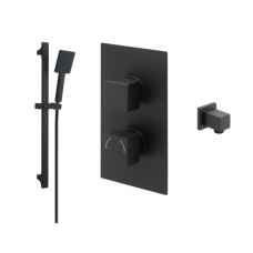 Cube Twin Thermostatic Shower and Kit in Black