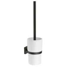 Smedbo House Black Toilet Brush with Porcelain Container