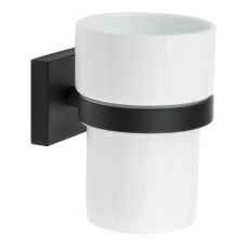 Smedbo House Black Tumbler Holder with Porcelain Tumbler