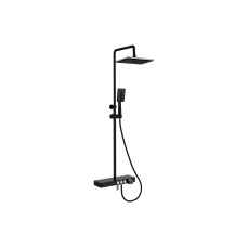Black Thermostatic Bar Shower with Fixed Head, Riser and Footwash