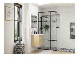 Wetroom Shower Panel with Black Framed Glass